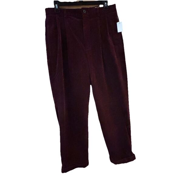 Brooks Brothers NWT Mens Burgandy Corduroy Pants Sz 33/30 Pleated Cuffed Legs - Picture 1 of 6